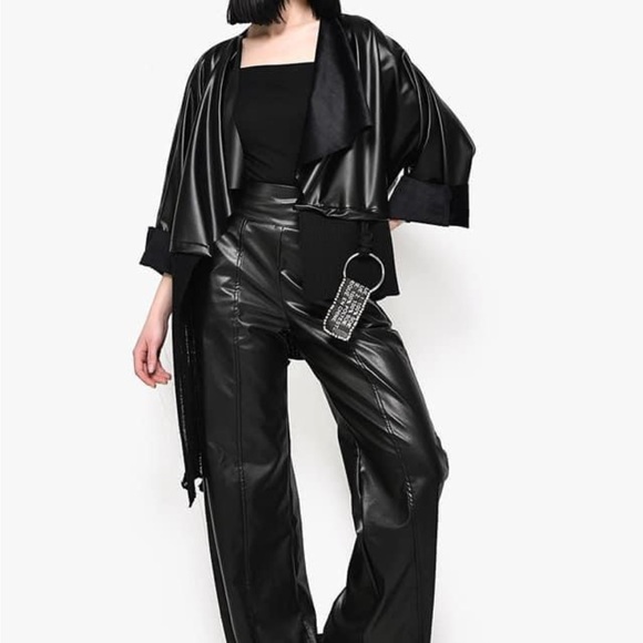 New NWT BLACK vegan leather jacket size M/L - Picture 11 of 11